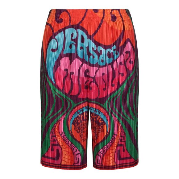 Versace Pleated Medusa Music Print Shorts Multi Mens